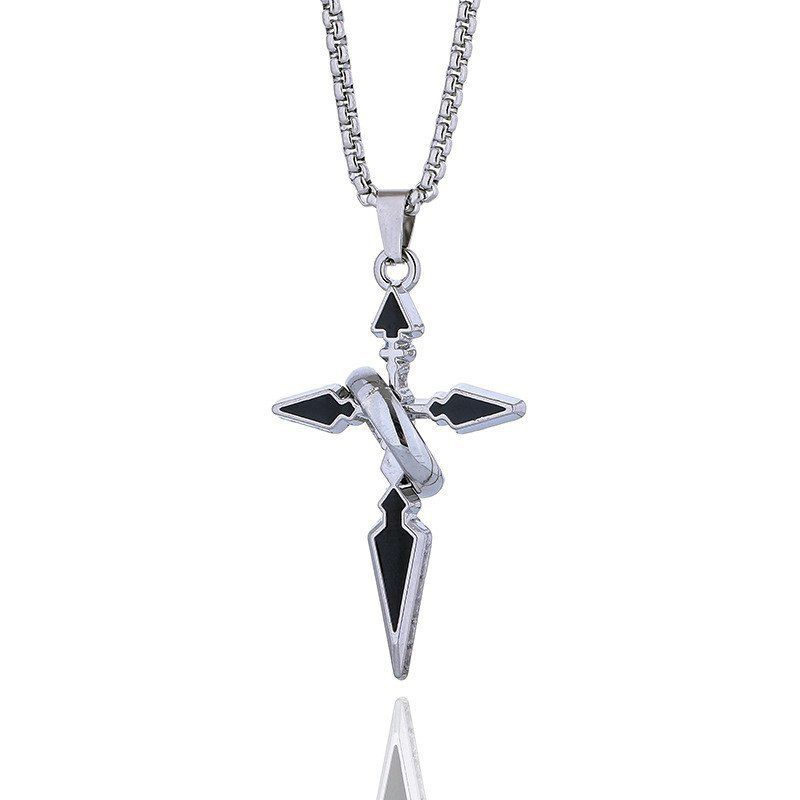 Streetwear Brand Jewelry - Modny naszyjnik z krzyżykiem i pierścieniem,